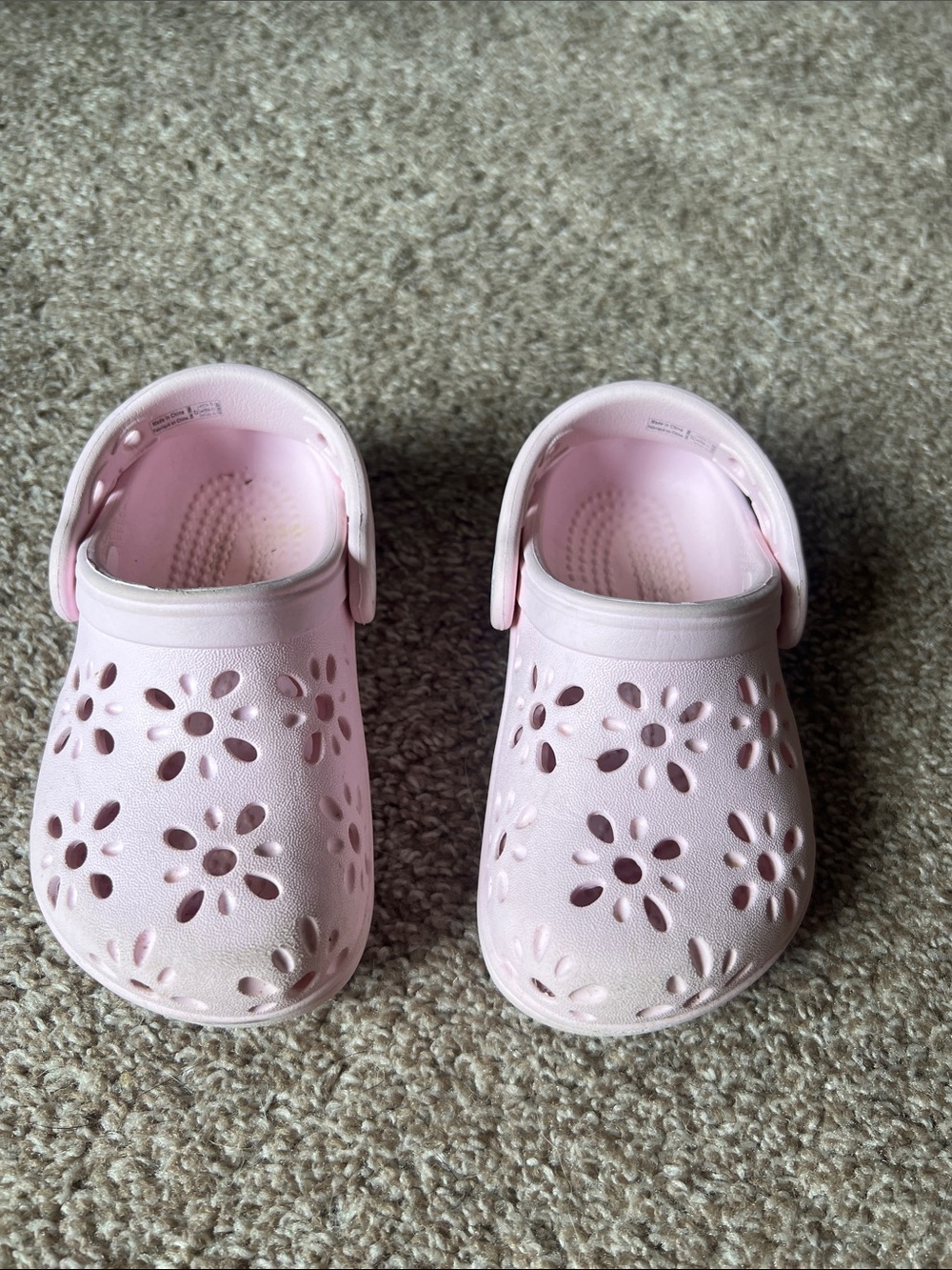 Toddler Size 7 Pink Floral Crocs